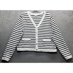 Nanette Cardigan Sweater Womens XL Multi Striped Long Sleeve Gold Button Front